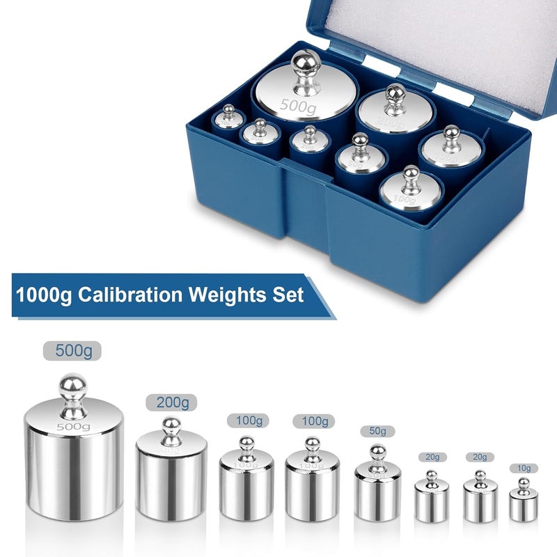 QP Calibration Weights 1000g, 8PCS OIML Class M1 High Precision Scale Calibration Weight Set, 10g 20g 50g 100g 200g 500g Calibration Weight with Tweezers for Digital Scale, Gram Scale, Lab Scale - Image 2